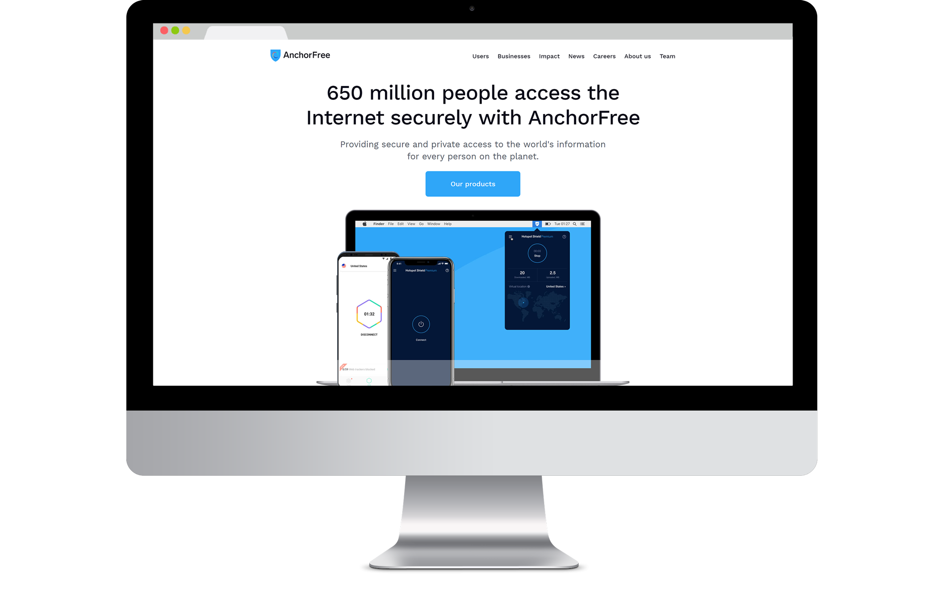 Screenshot of AnchorFree's website