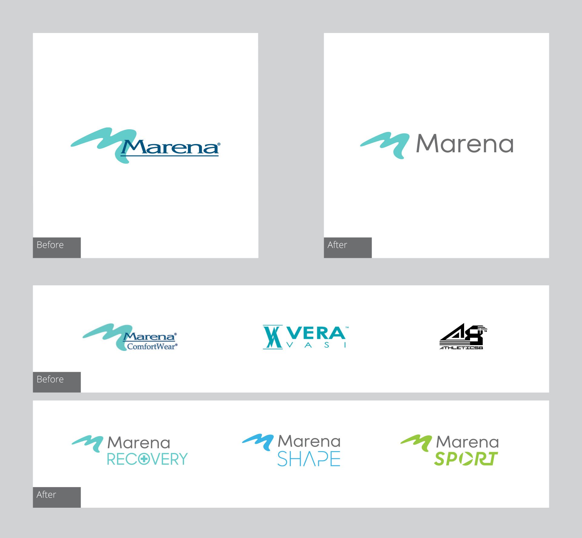 Comparison of the previous Marena logo and the new one