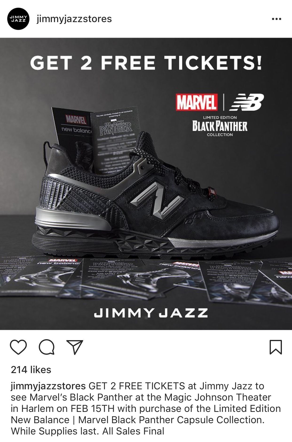 Screenshot of Jimmy Jazz social post
